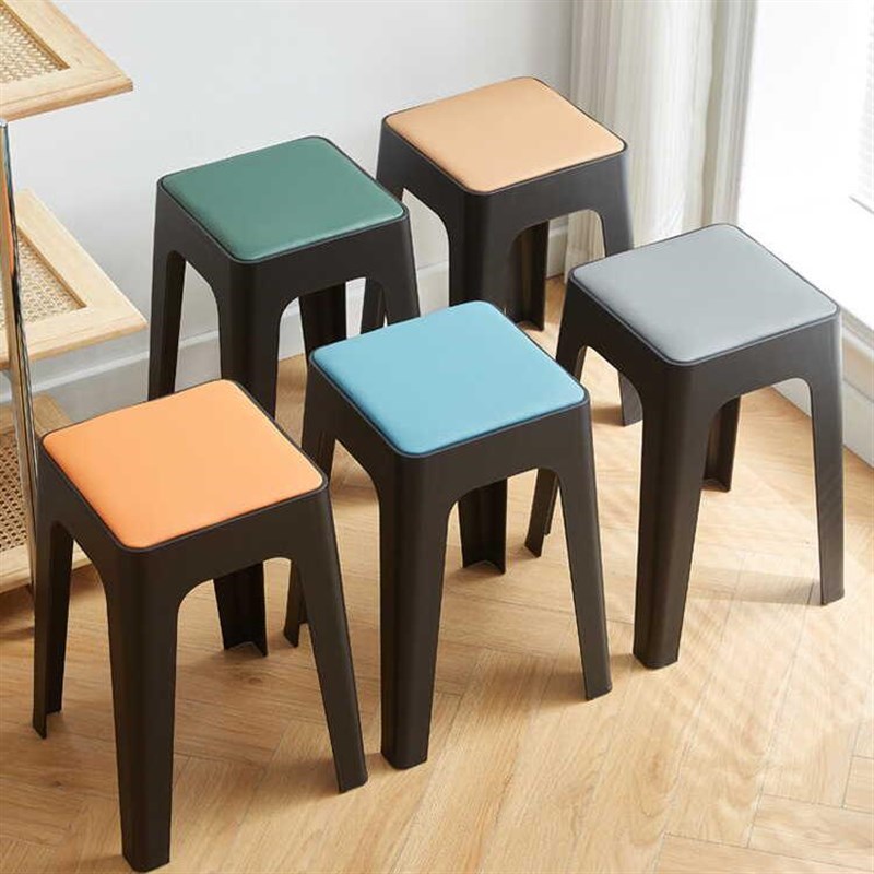 餐椅特厚现代加厚塑料家用可叠放摞叠久坐舒服椅子高板凳