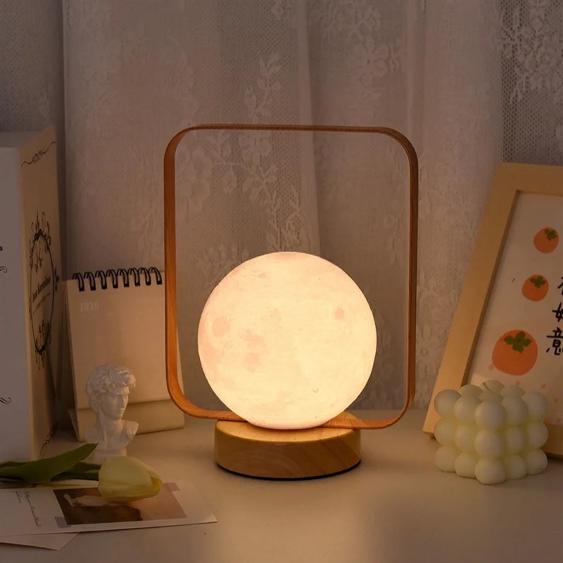 手提月球小夜灯卧室床头台灯睡眠中古样板房书房高级感装饰浪漫