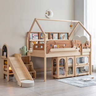 孩在 童话木屋床木屋地台床成长变中高床玩乐帐篷