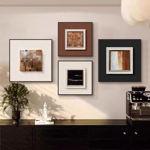 法式中古风客厅装饰画四联沙发背景墙挂画复古艺术画壁画