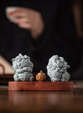 中式瑞兽小貔貅车载香薰摆件汽车中控台饰品车内装饰家居桌面摆设