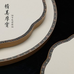 空白面熟娟圆形摆屏娟扇工笔画山水鸟小楷瘦金体熟宣创作DI作品熟