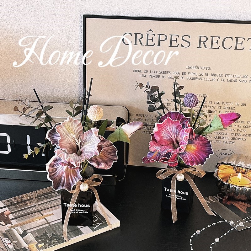 鸢尾仿真花香薰花艺摆件客厅餐桌装饰品洗手台假花束家居摆设