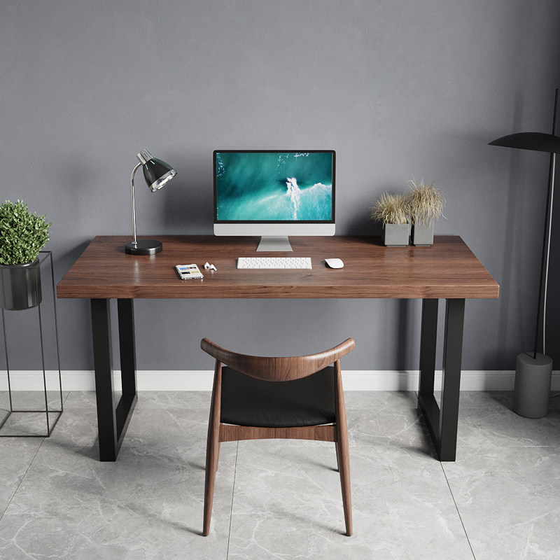 全实木电脑台式桌家用一字板书桌现代办公桌学习长条桌工作台