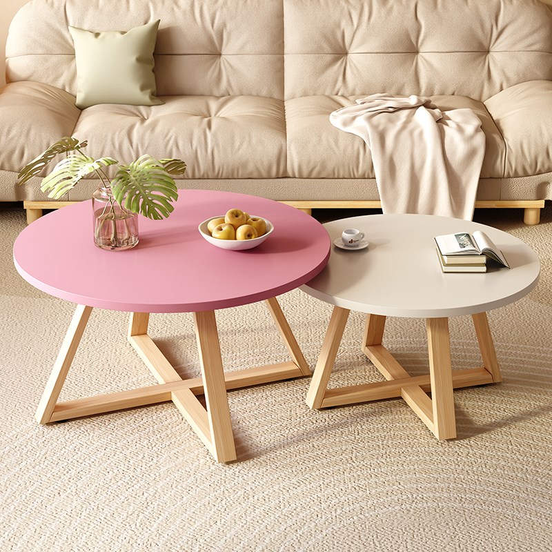 小户型茶几客厅家用沙发边几阳台极简小圆茶桌实木桌
