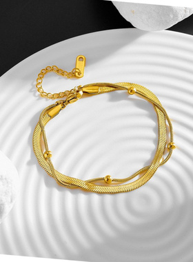 轻奢小众原创双层钛钢转运珠手链