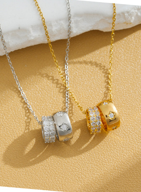 新款满钻锆石双环锁骨链通用款