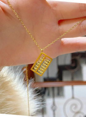 简约金色算盘钛钢锁骨链女款
