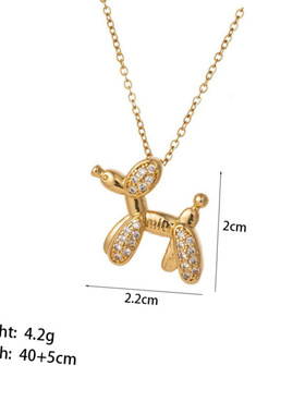 轻奢金色镶钻气球狗锁骨链女