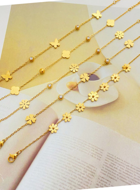 轻奢钛钢四叶草转运珠防丢手链