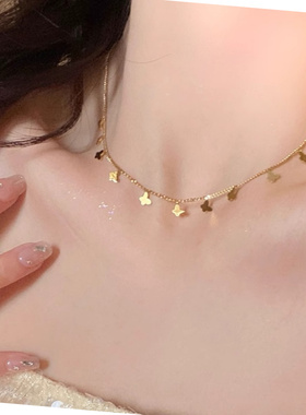 金色蝴蝶钛钢锁骨链轻奢新款