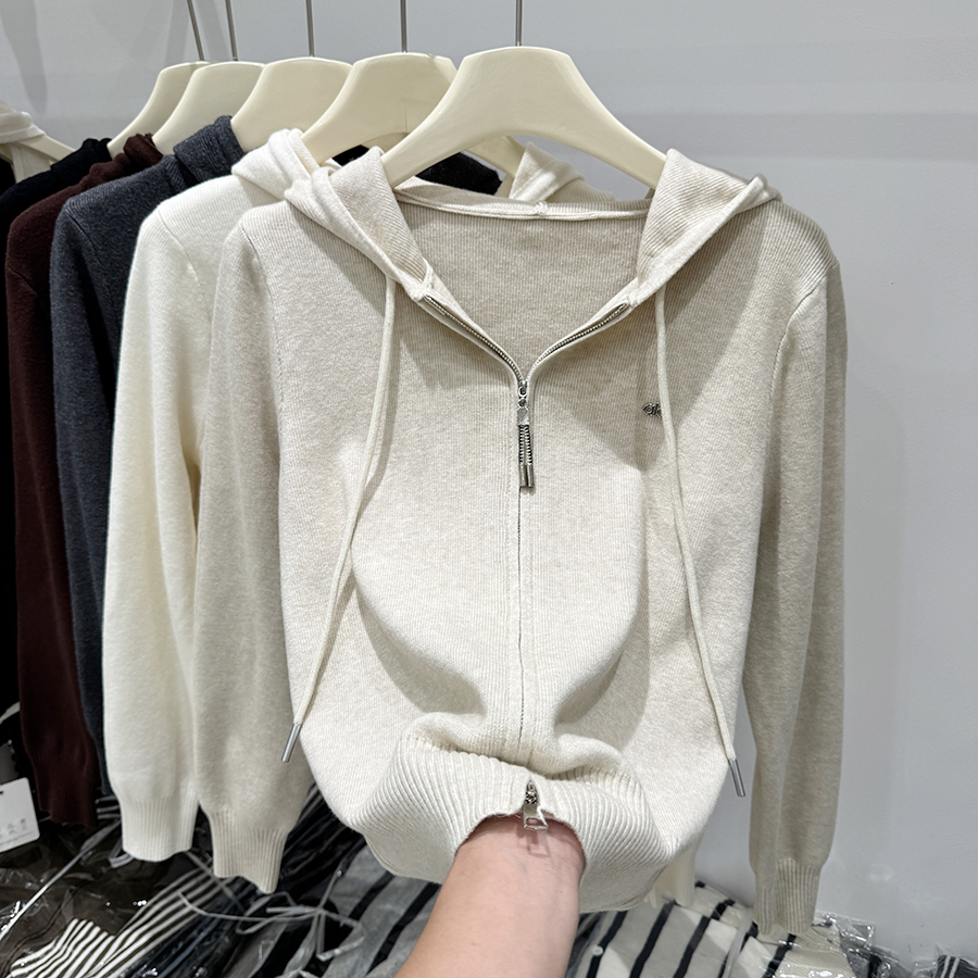 韩版时尚百搭显瘦连帽针织衫