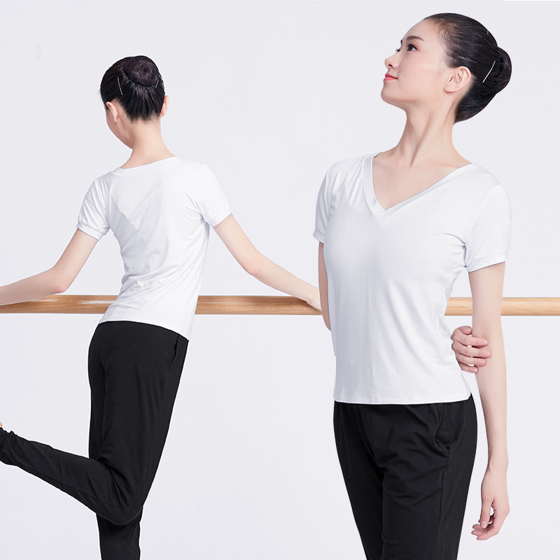 2025新款舞蹈服装女成人短袖V领