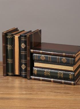 欧式假书收纳盒书房摆件办公室酒柜木质仿真书装饰品摄影道具书盒