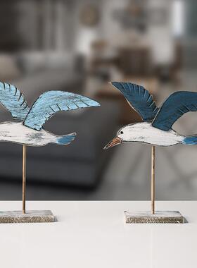海洋风格复古海鸟摆件海鸥摆设地中海样板房软装电视柜摆台装饰品