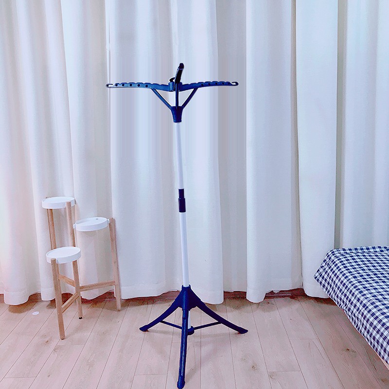 晾衣架落地折叠室内单杆式卧室挂衣架阳台伸缩小型晒衣架迷你