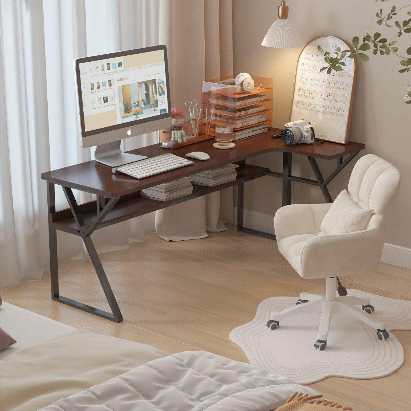 转角实木电脑桌家用卧室书桌书架一体洞洞板双人办公桌拐角电竞桌,住宅家具,转角桌,淘宝优惠券,粉丝福利购,淘宝优惠卷