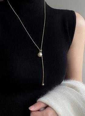 盛年长石家珍珠毛衣炼可拉式女士设计项炼可堆叠轻奢小众