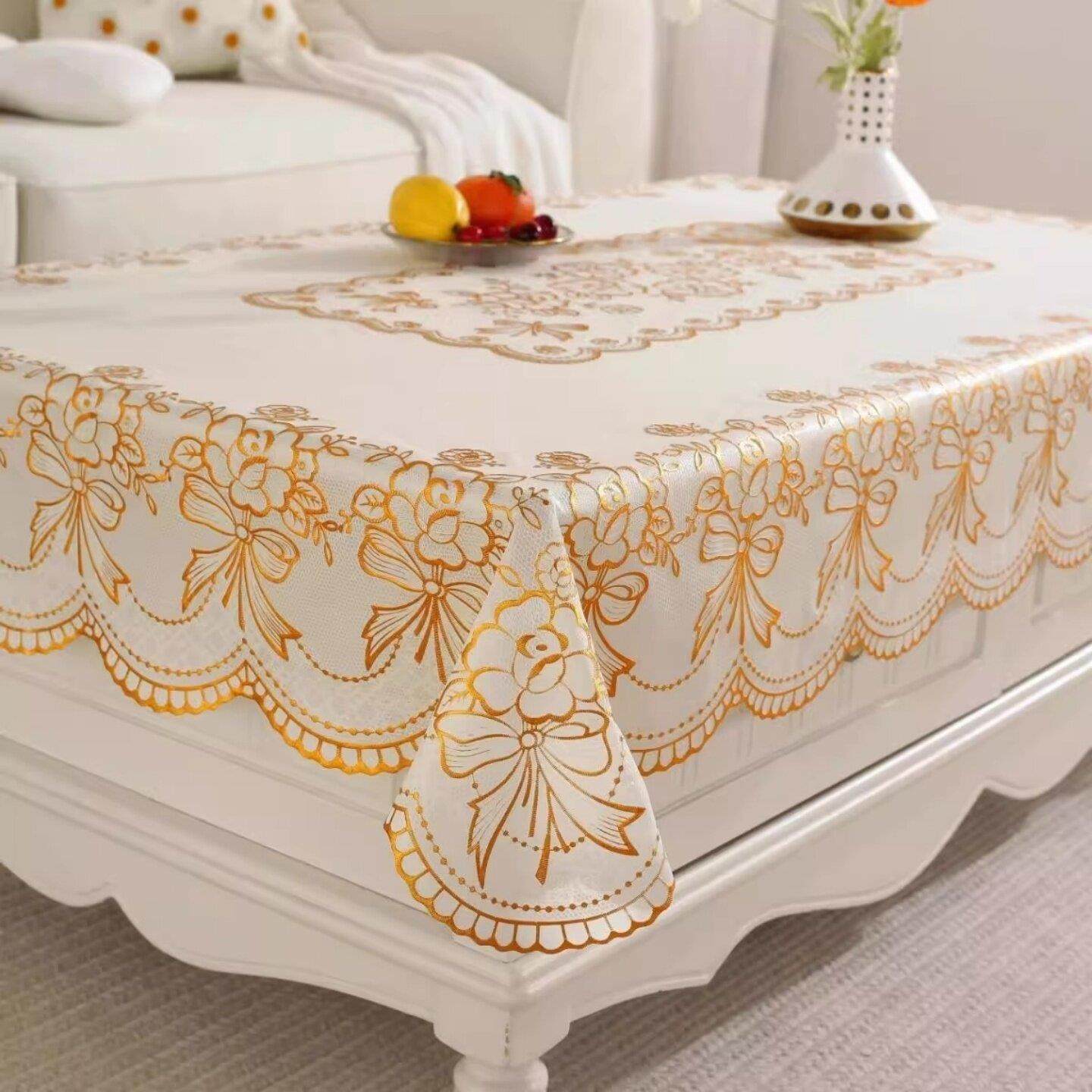 桌布防水防油免洗防烫长方形餐桌布茶几垫塑料台布套客厅烫金桌布,居家布艺,桌布,淘宝优惠券,粉丝福利购,淘宝优惠卷
