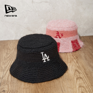 New Era纽亦华2025秋冬新款MLB针织渔夫帽复古羊驼毛混纺保暖百搭