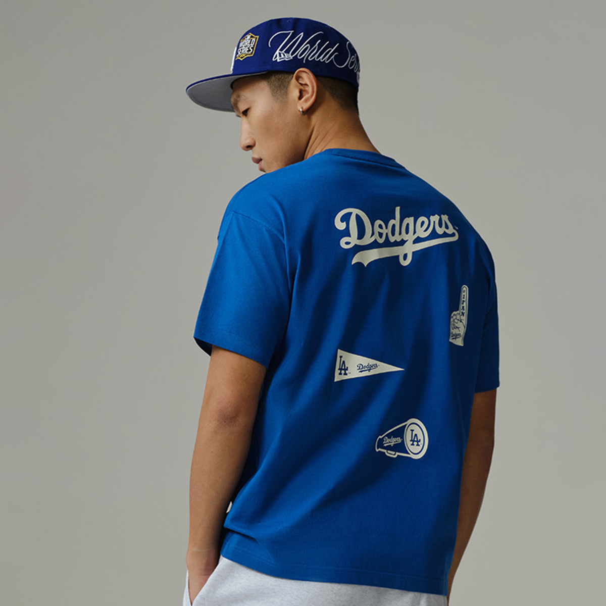 NewEra纽亦华2025新款男女简约LA宽松短袖t恤MLB蓝色13559699
