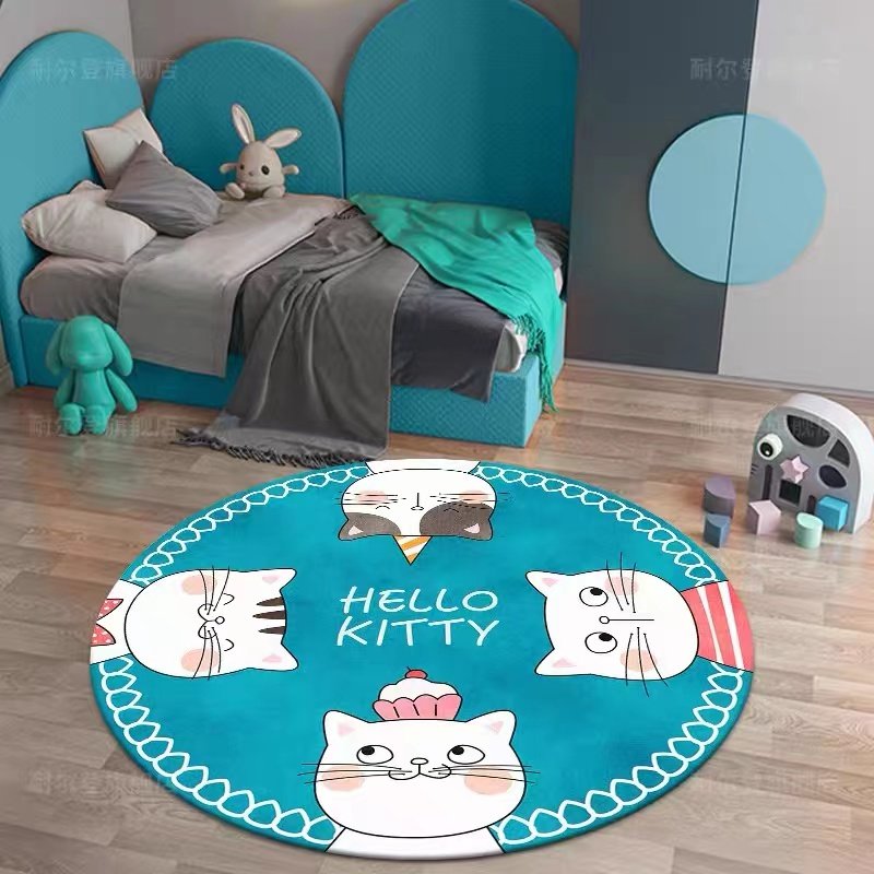 卡通儿童房圆形地毯女孩房间梳妆台地垫卧室床边书房加厚粉色毯子,居家布艺,地毯,淘宝优惠券,粉丝福利购,淘宝优惠卷