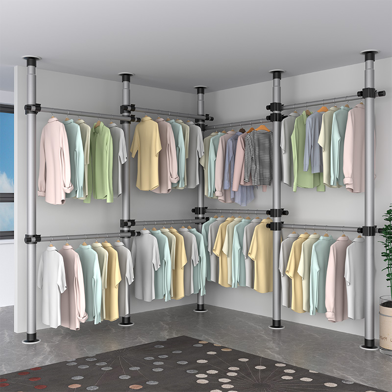 顶天立地置地升降晒衣架挂衣架家用免打孔阳台伸缩杆晒衣架晾衣架