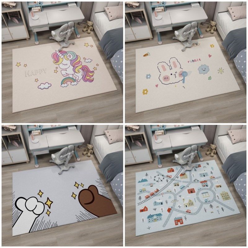 卡通儿童卧室地毯客厅书房阅读区防滑降噪地垫卧室床边毯