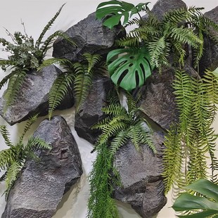 仿真石头U悬挂绿植造景室内大型艺术装置景观雕塑泡沫假山