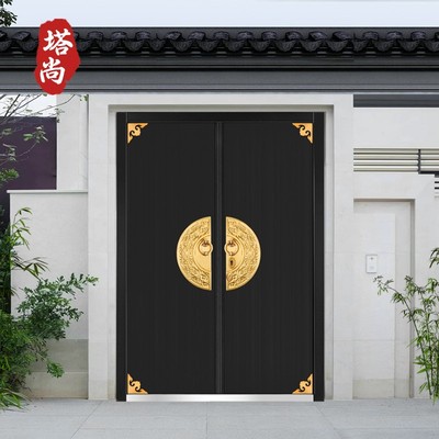 仿古中式农村自建房别墅铜门院子入户乡村庭院大门对开双开子母门
