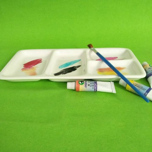 陶瓷调色盘水彩长方四格小碟子粉彩绘画颜料碟国画美术学生调色碟