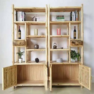 原生态实木多宝阁博古架创意架仿古做旧置物古董架展示柜