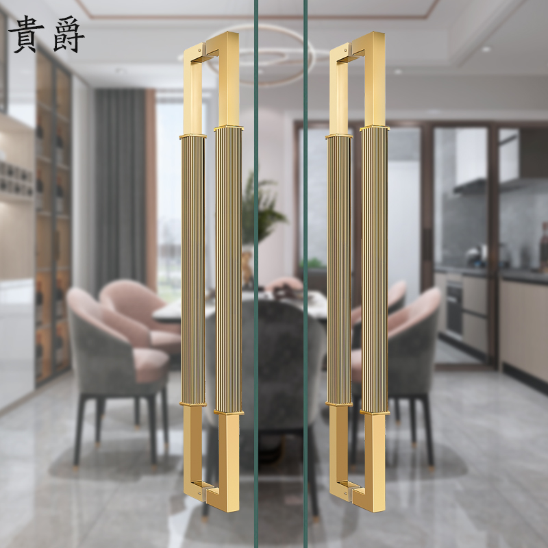 中式大门拉手酒店会所门把手玻璃门拉手明装不锈钢大把手钛金