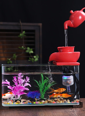 金鱼缸水族箱流水摆件喷泉自动循环生态装饰小型桌面办公室客厅