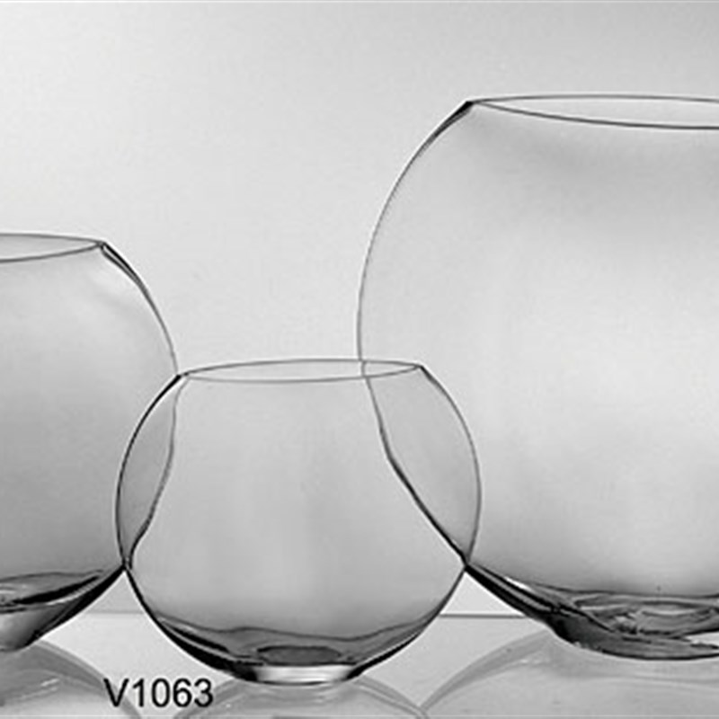 创意玻璃花瓶扁花器水培器皿装饰设计样板房软装通透厚重