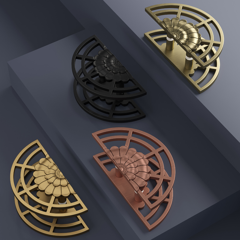 中式仿古大门拉手镂空雕刻玻璃门拉手金色大拉手木门有框门通用