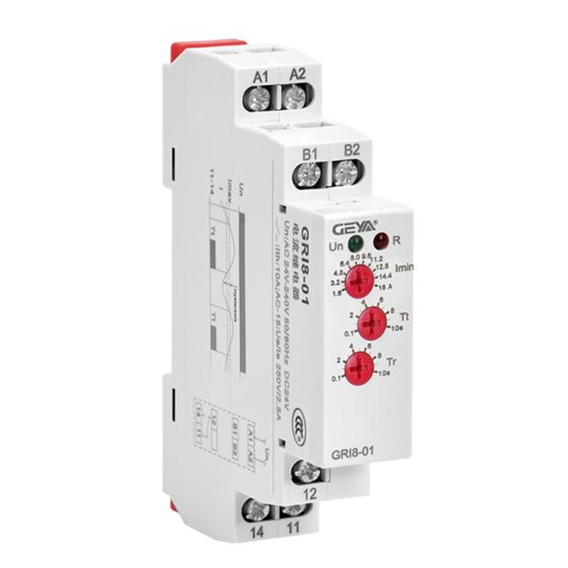 GEYA格亚过欠电流继电器220V GRI8-01电流可调 过载保护 电流监控
