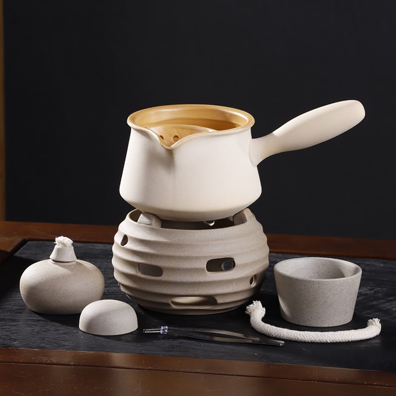 罐罐茶具煮茶器围炉煮茶罐烤茶侧把壶家用室内煮茶炉套装酒精炉座