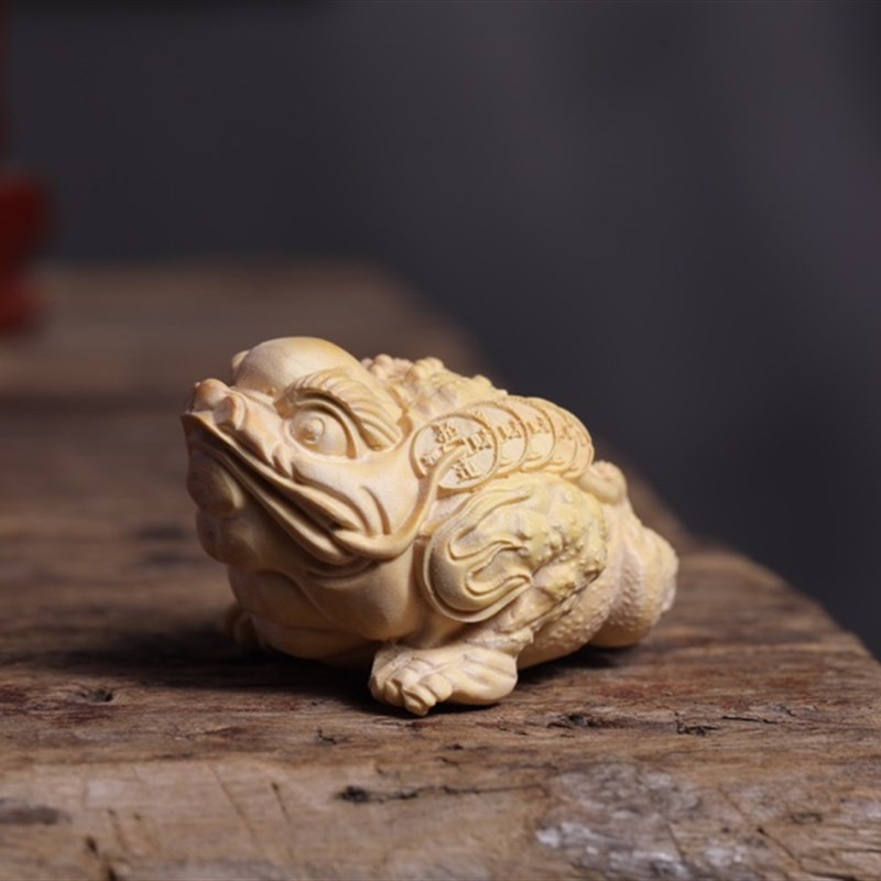 小叶黄杨木雕文玩手把件金蟾纯手工雕刻工艺品家居礼品