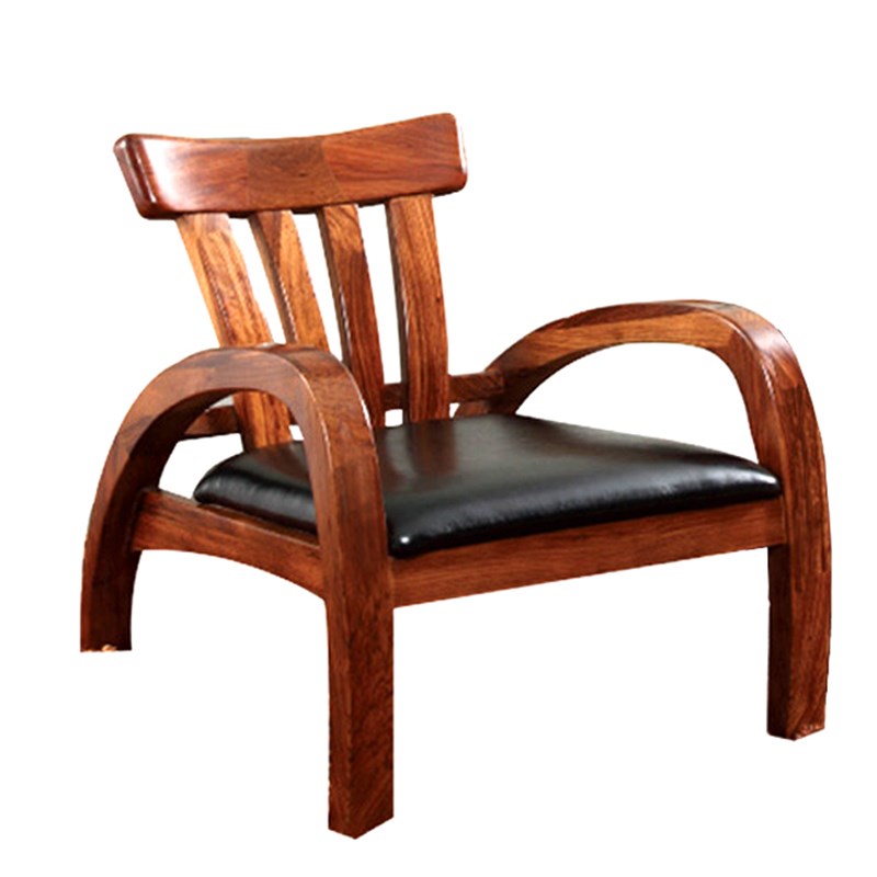 乌金木休闲椅全实木沙发椅单人沙发扶手椅现代简约阳台椅