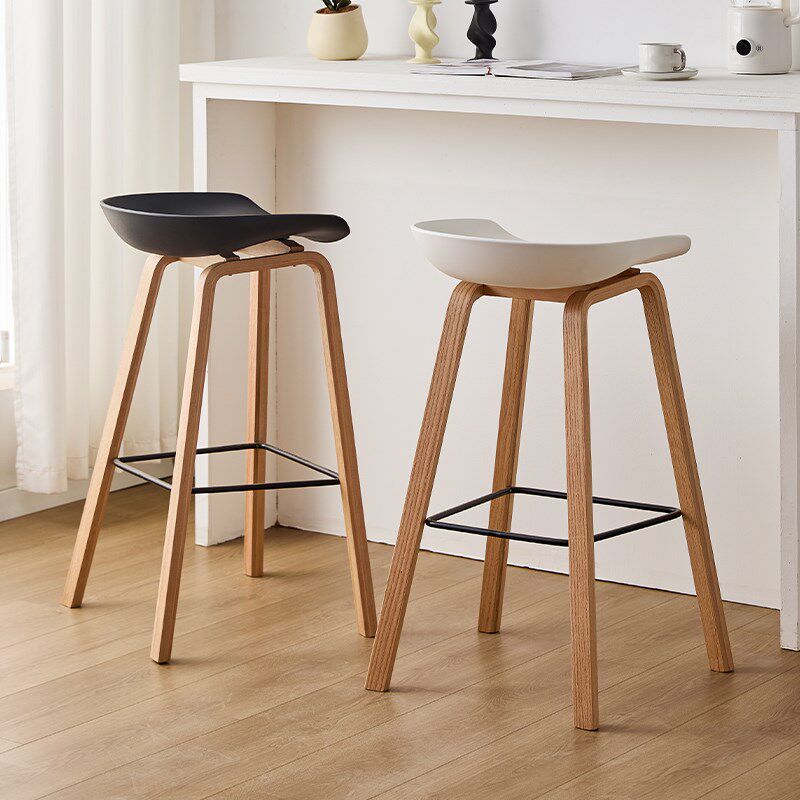 北欧简约家用实木吧台椅休闲塑料高脚凳创意高脚椅子前台椅酒吧椅