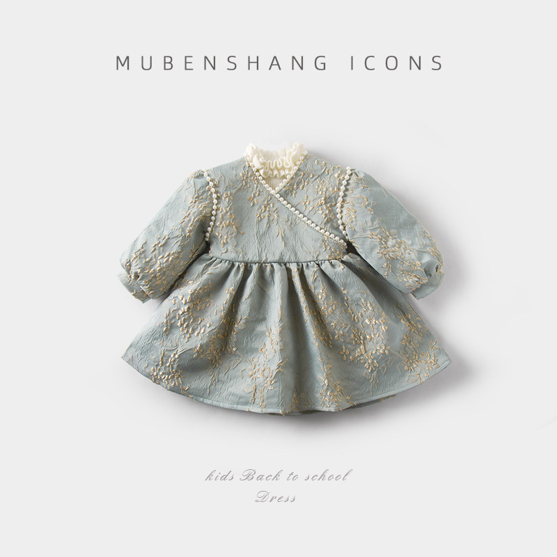 木本尚女童公主裙2025新款宝宝冬装国风连衣裙加绒加厚儿童裙子