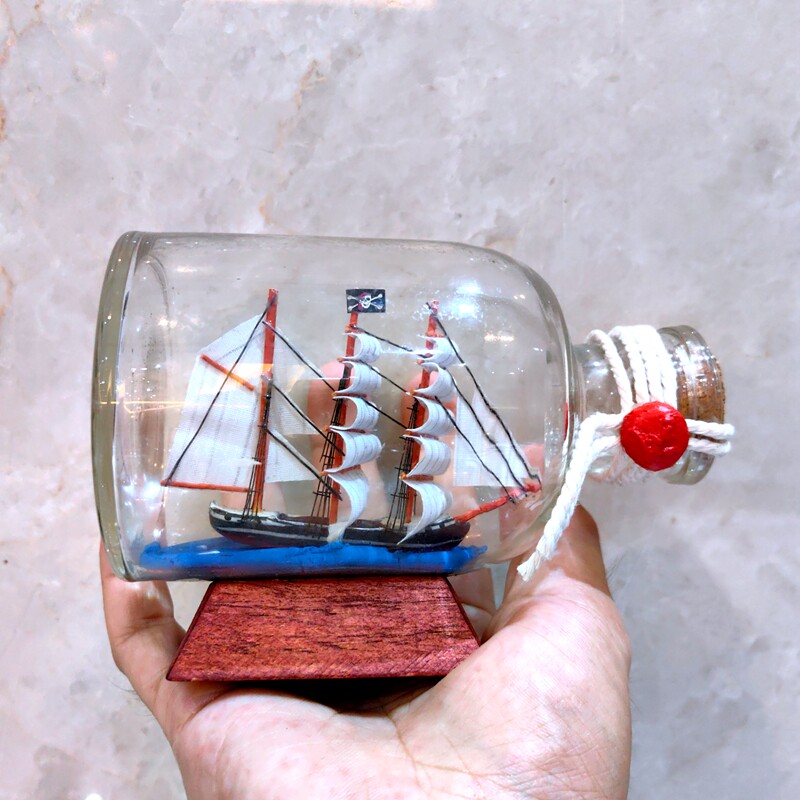 创意瓶中船模型玻璃瓶摆件瓶装船瓶中帆船家居装饰儿童礼品可刻字