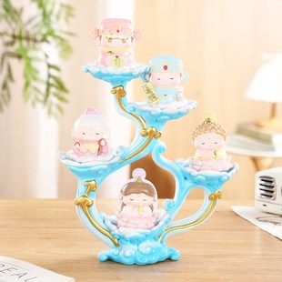 欢喜小神仙摆件观音如来月老财神创意工位桌面装饰可爱女生小礼物