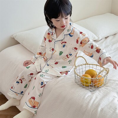 2025新款儿童睡衣全棉女童a类纯棉长袖春秋季女孩开衫家居服套装