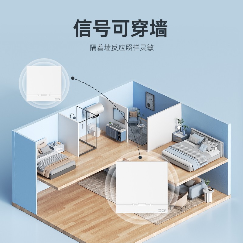 无线遥控开关双切面板220V家用灯具智能随意贴控制器牀头关灯神器