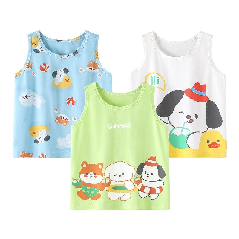 3件装 宝宝背心儿童吊带纯棉外穿男女童婴儿夏季薄款上衣无袖T恤