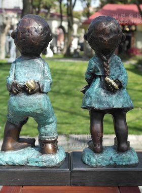 铜雕塑天真童年两小无猜结婚礼物酒店软装潢摆件家居装饰工艺术品