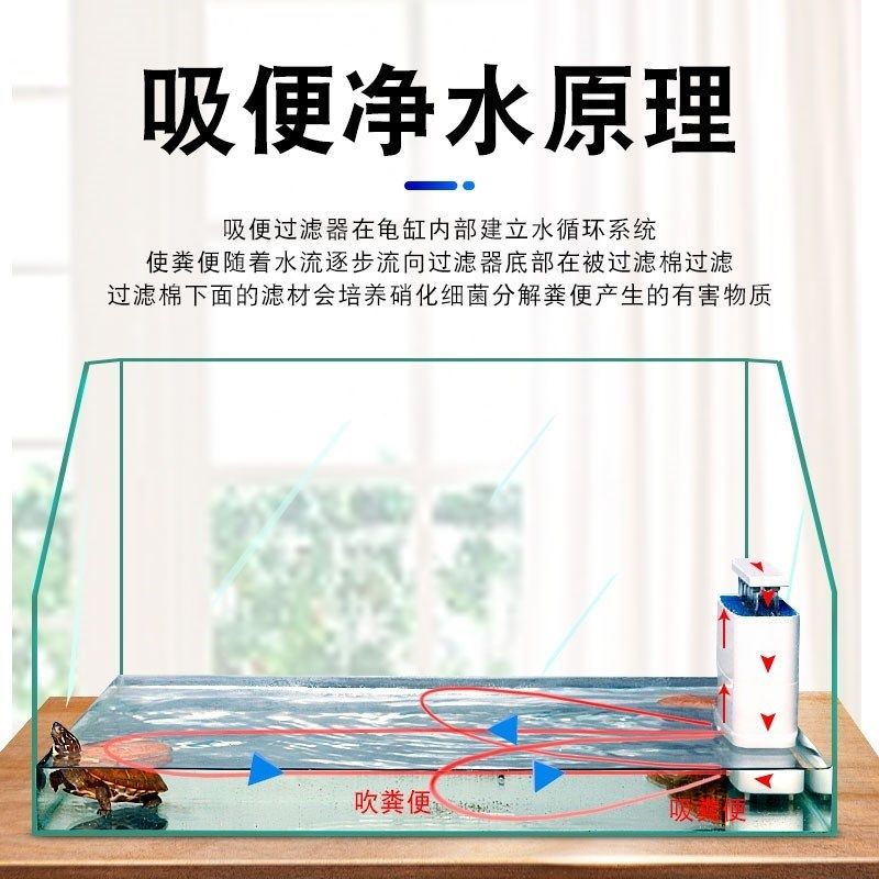 龟缸低水位过滤器乌龟缸免换水泵静音净水养龟净化水质小型氧气
