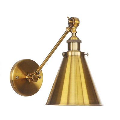 铁艺RH上下调节 卧室客厅床头服装店 长臂手摇美式怀旧双头壁灯